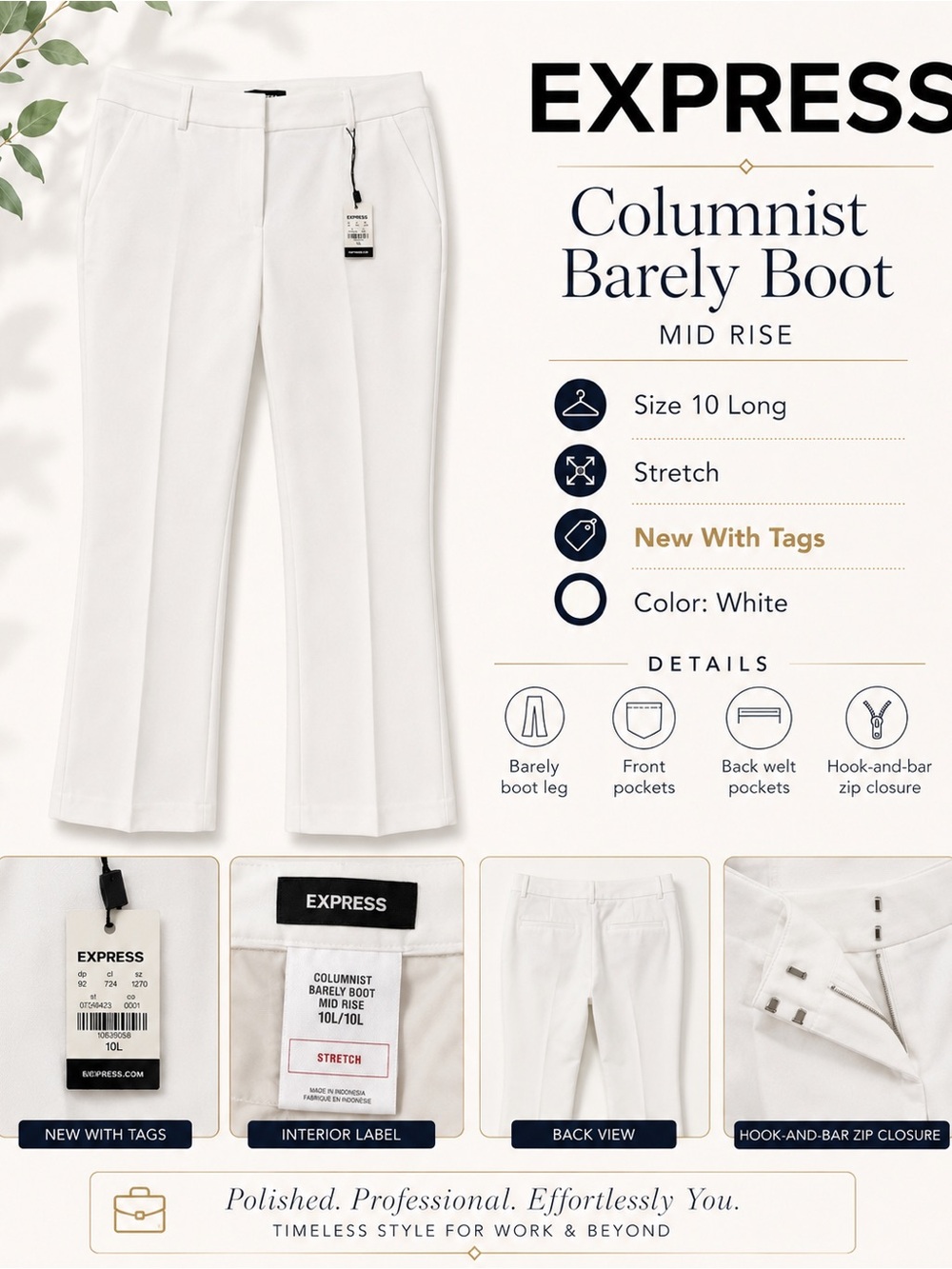 Express White Columnist Barely Boot Mid-Rise Pants